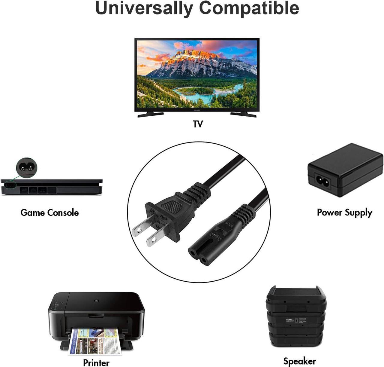Alt view image 5 of 6 - AC Power Cord for Xbox One S/X Xbox Series X / S Sony PS4 / PS4 Slim / PS5 / PS3 Slim / PS3 Super Slim PlayStation 4 Slim PlayStation 5 PlayStation 3 Slim Power Supply Cable Replacement
