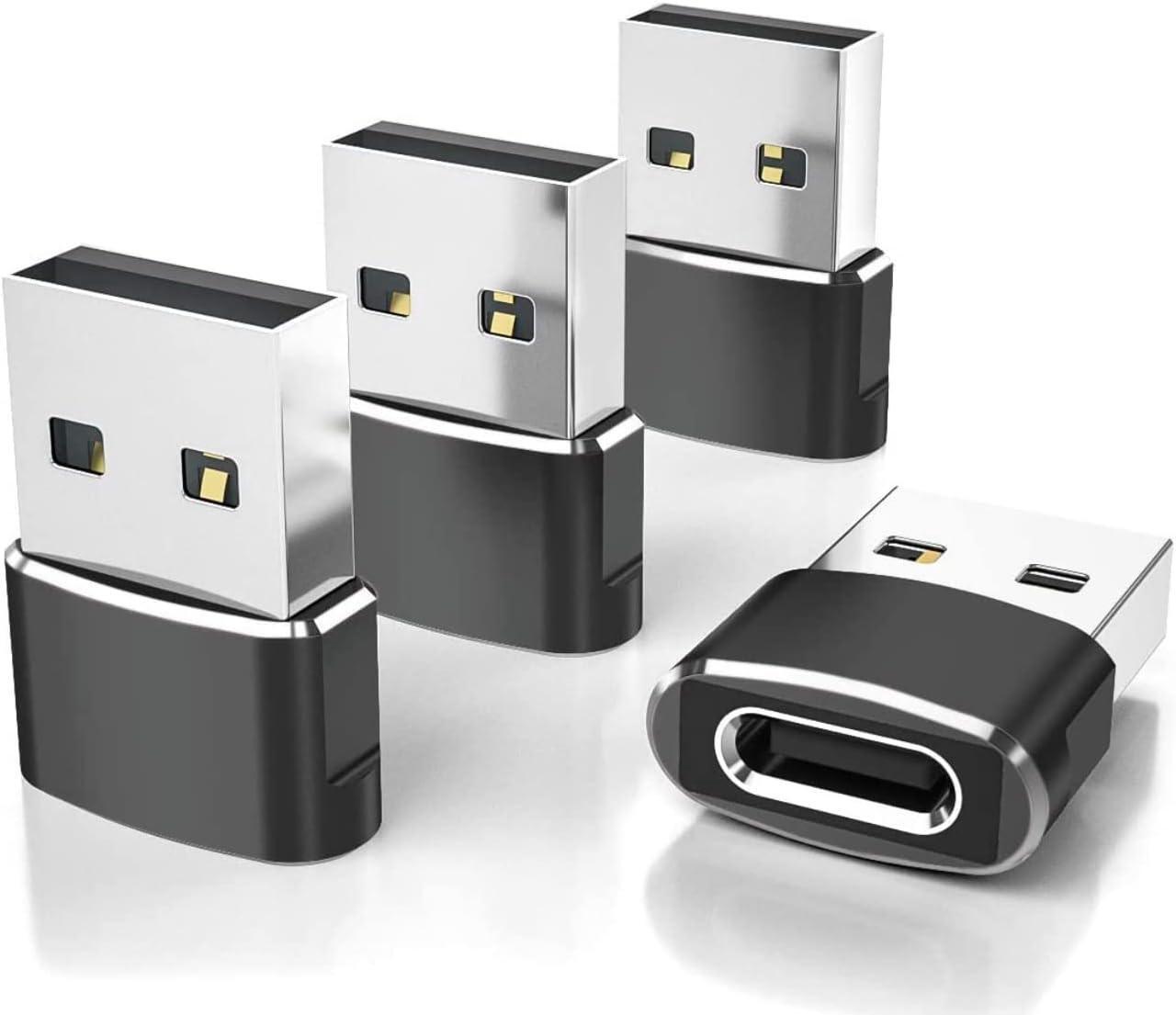 Main image of USB to USB C Adapter  2-Pack USB to C Adapter  Female to Male Power Adapter  USB C Adapter for Charging and Data Transfer  Compact USB Converter Compatible with iPhone Samsung AirPods