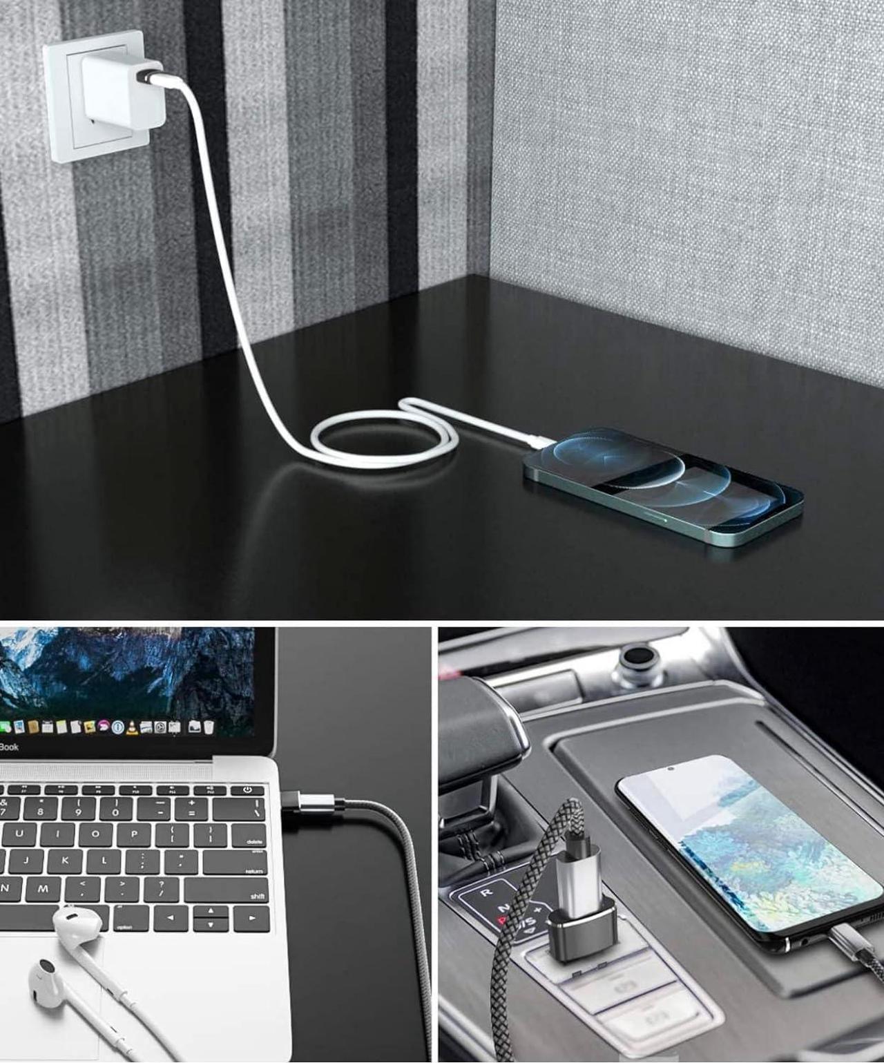 Alt view image 6 of 6 - USB to USB C Adapter  2-Pack USB to C Adapter  Female to Male Power Adapter  USB C Adapter for Charging and Data Transfer  Compact USB Converter Compatible with iPhone Samsung AirPods