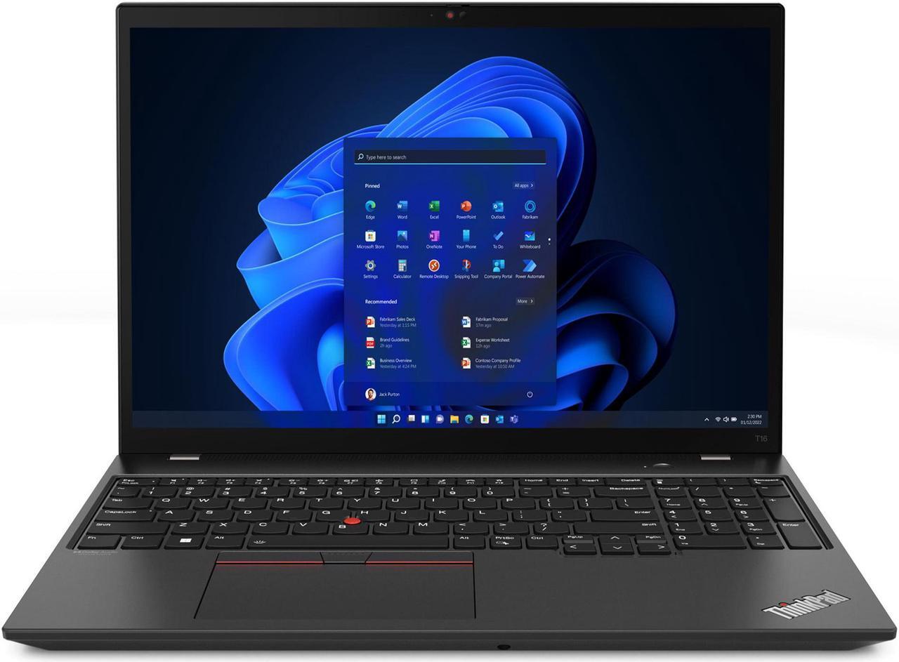 Main image of Lenovo ThinkPad T16 AMD Laptop, 16.0"" IPS LED Backlight, Ryzen 5 PRO 6650U, AMD Radeon 660M, 16GB, 512GB, Win 11 Pro, One YR Onsite Warranty