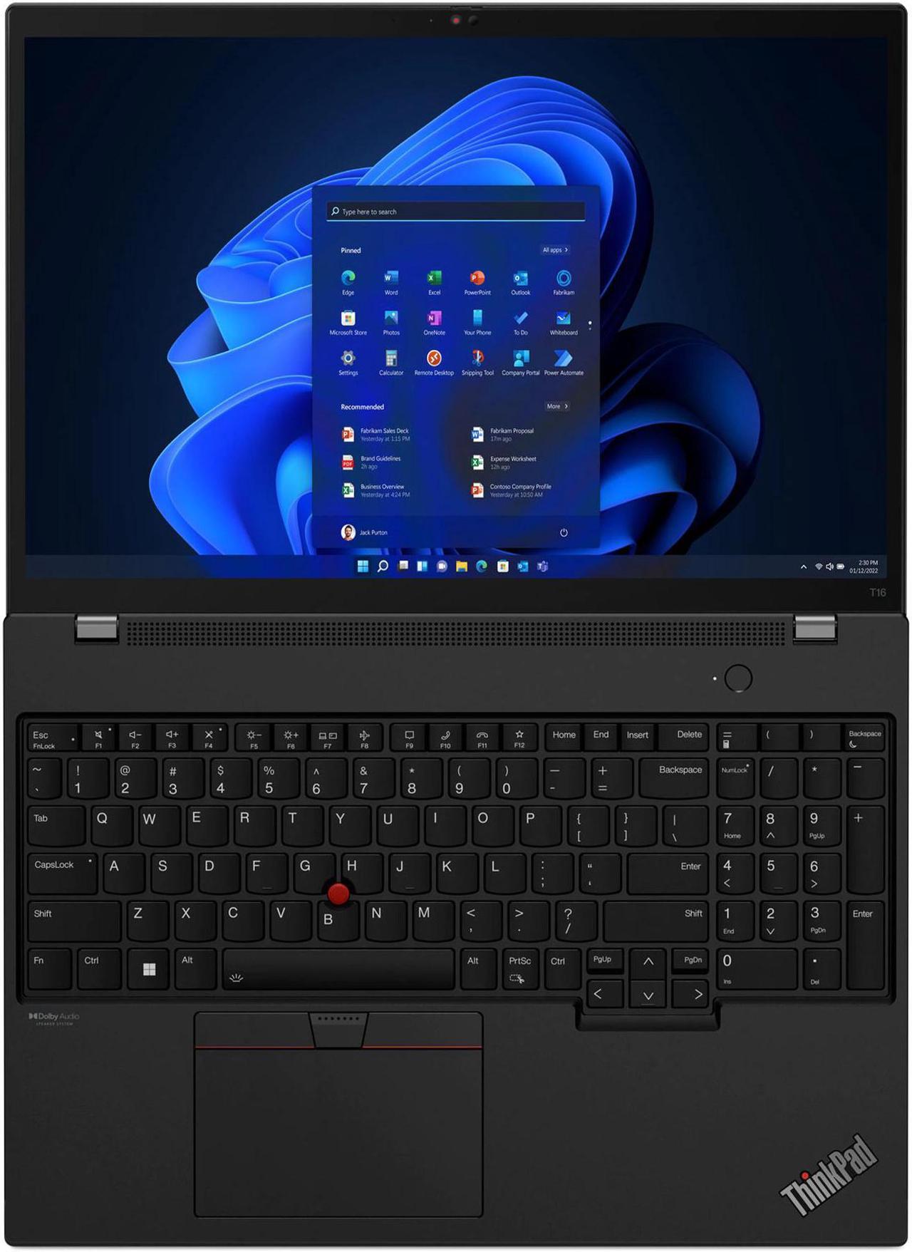 Alt view image 6 of 7 - Lenovo ThinkPad T16 AMD Laptop, 16.0"" IPS LED Backlight, Ryzen 5 PRO 6650U, AMD Radeon 660M, 16GB, 512GB, Win 11 Pro, One YR Onsite Warranty