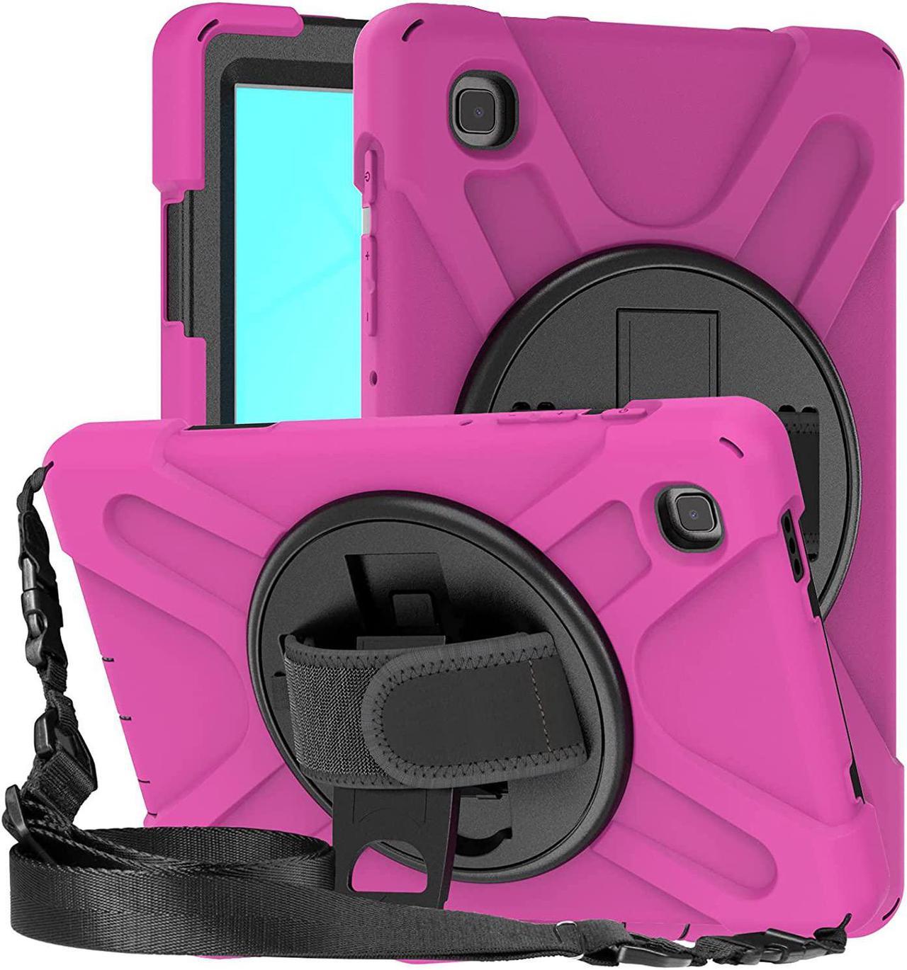 Galaxy Tab A7 8.7 T220 Shield Case, Shockproof Heavy Duty Impact Drop Protection Case Cover for Samsung Galaxy Tab A 7 SM-T220 SM-T225 (Black/Hot Pink)