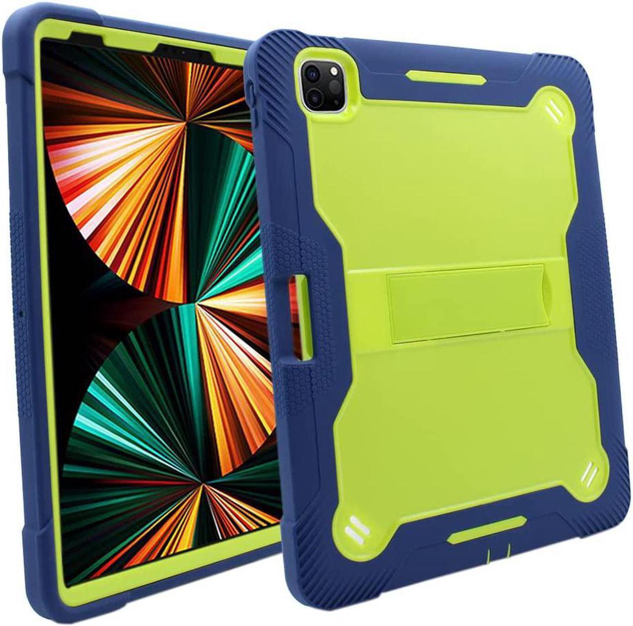 iPad Pro 12.9 Case 5th Gen 2021, Shockproof Rugged Heavy Duty Protection Cover Kickstand Case for Apple iPad 12.9 Inch (Guardian Lime Green/Blue)