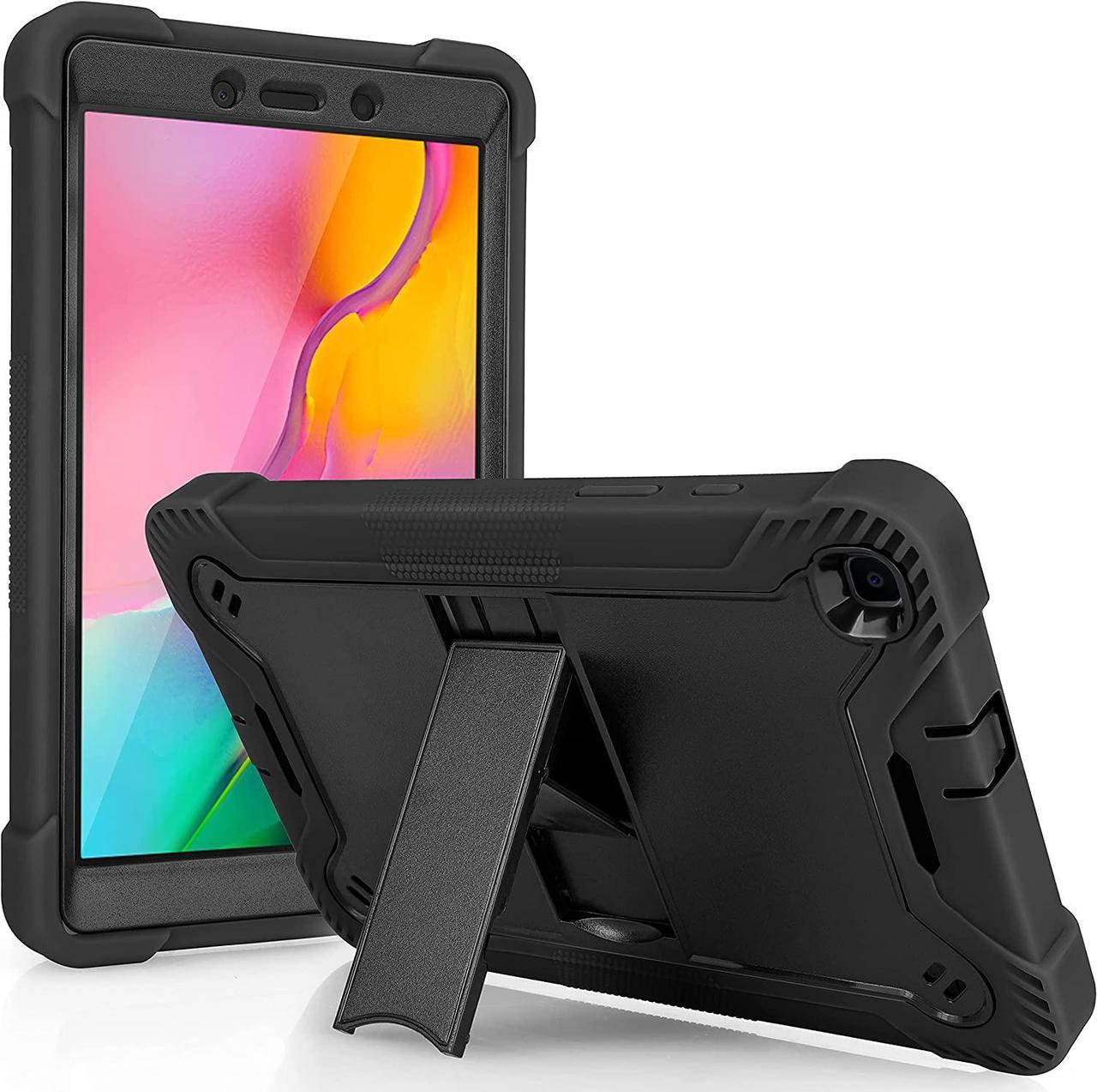 Galaxy Tab A 8.0 T290 Case, Heavy Duty Rugged Cover Dual-Layer Impact Guard Drop Protection with Kick Stand for Samsung Galaxy Tab A [2019] SM-T290 SM-T295 [Black]