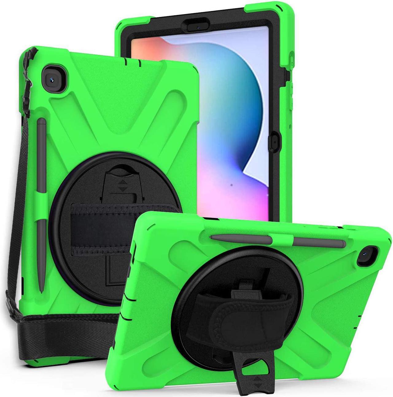 Galaxy Tab S6 Lite 10.4 2020 P610/P615, Heavy Duty Shockproof Durable Case Stand Carrying Shoulder Strap Sling for Samsung Galaxy Tab S6 Lite 10.4 SM-P610/SM-P615 2020 (Shield Green)