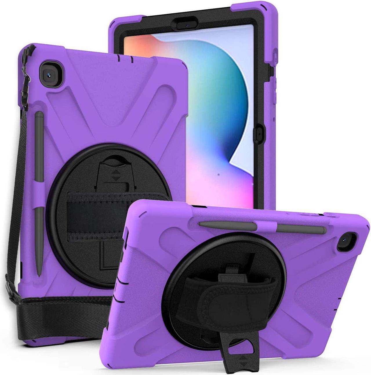 Galaxy Tab S6 Lite 10.4 2020 P610/P615, Heavy Duty Shockproof Durable Case Stand Carrying Shoulder Strap Sling for Samsung Galaxy Tab S6 Lite 10.4 SM-P610/SM-P615 2020 (Shield Purple)