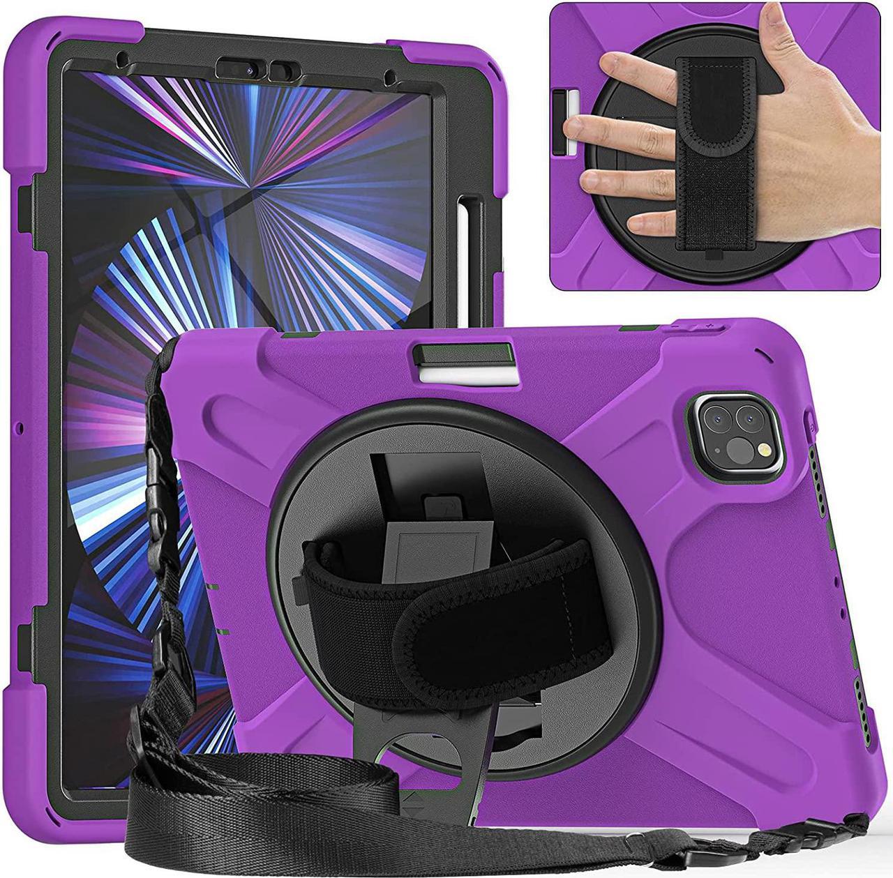 iPad Pro 11 Case 2021/2020/2018/Air 4 10.9 , Premium Protection Shockproof Heavy Duty Case Cover Stand Hand Strap for Apple iPad Pro 11-inch/ iPad Air 4 10.9 [Shield Purple]