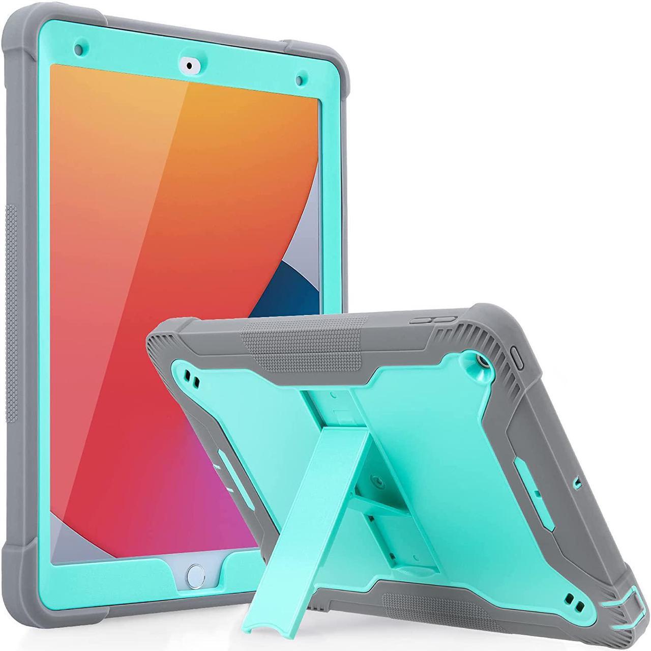 iPad 10.2 9th Gen Case, Shockproof Rugged Heavy Duty Protection Cover Kickstand Case for Apple iPad 10.2" 9th Generation 2021 (Guardian Teal/Grey)