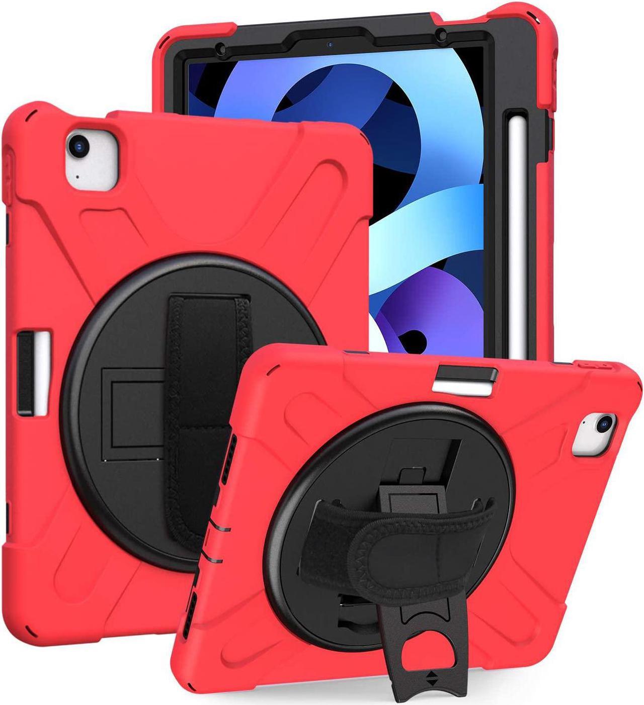 iPad Air 10.9 Pro 11 1st 2nd Gen Case Cover, Heavy Duty Shield Hand/Palm Grip Strap Shoulder Strap Sling for Apple ipad Air 4 Pro 11 2018/2020 [Shield Red]