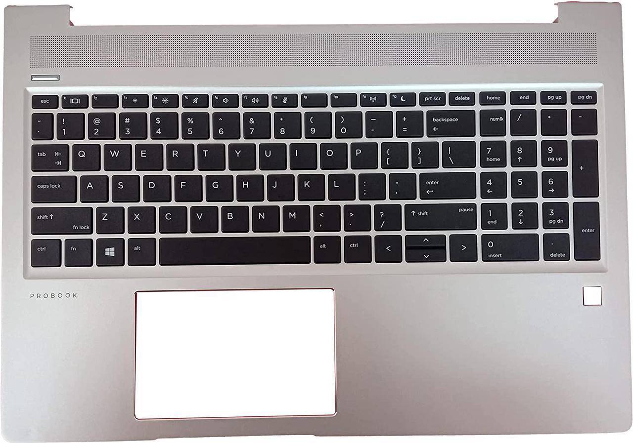 New Replacement for HP Probook 450 455R G6 450 455 G7 Laptop Upper Case Palmrest Non-Backlit Keyboard Assembly Part Top Cover L45091-001 Silver - OEM