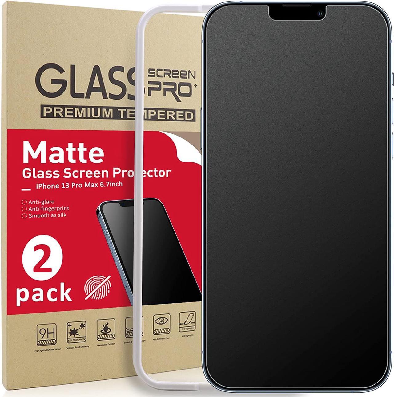 [2 Pack Matte Glass Screen Protector Compatible for iPhone 13 Pro Max 6.7inch [No Bubbles] [High Definition] Anti-Glare & Fingerprint/Install Frame/iPhone 13 Pro Max 2021