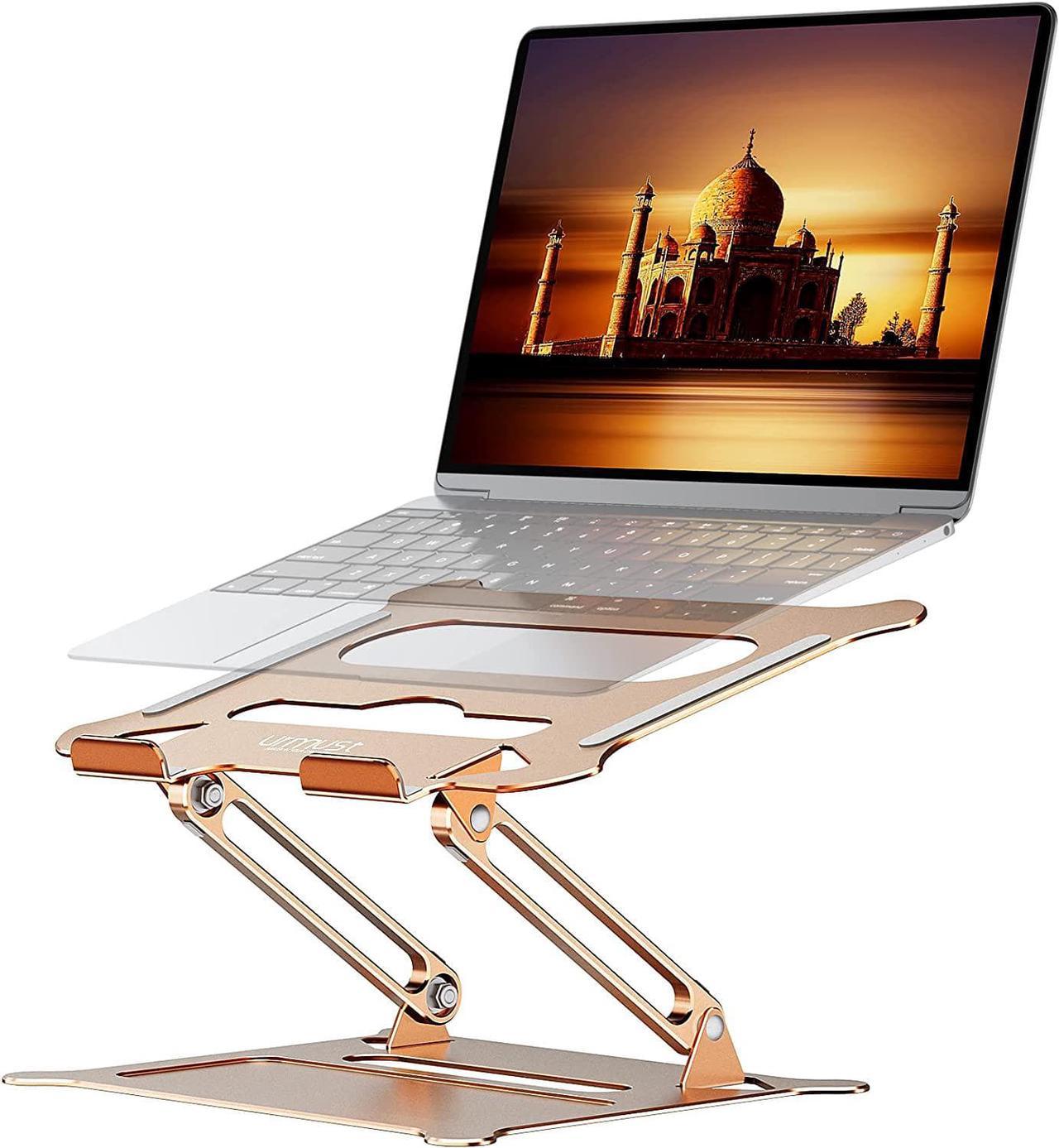 Urmust Laptop Notebook Stand Holder Adjustable Ultrabook Stand Riser Portable Compatible with MacBook Air Pro HP Dell XPS Lenovo All laptops 10-15.6"(Gold)