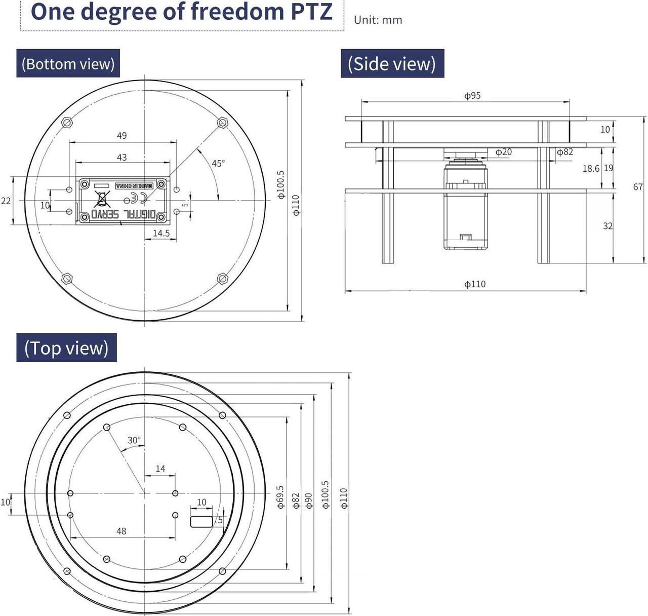Alt view image 7 of 7 - Yahboom 2-DOF Servo Pan-Tilt Kit for DIY Robot, Electric Platform with Metal Servo, Accessories for Camera or Robot Arms Bracket (2DOF Metal servo Without Control Board)