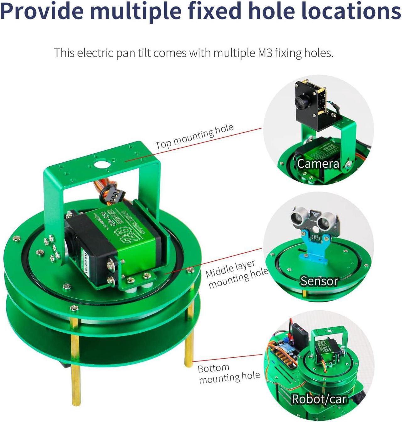 Alt view image 3 of 7 - Yahboom 2-DOF Servo Pan-Tilt Kit for DIY Robot, Electric Platform with Metal Servo, Accessories for Camera or Robot Arms Bracket (2DOF Metal servo Without Control Board)