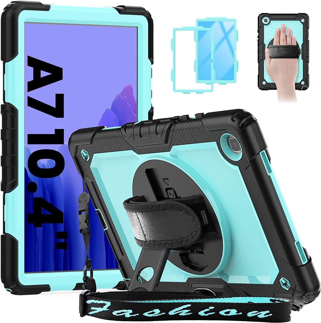 Galaxy Tab A7 Case, 10.4 Inch Full Body Protective Tab A7 Case with S Pen Holder/Rotating Kickstand/Handle/Shoulder Strap/Screen Protector for Samsung Galaxy Tab A7 (Light Blue)