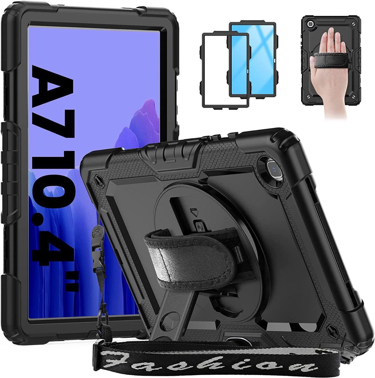 Galaxy Tab A7 Case, 10.4 Inch Shockproof Tab A7 Case with S Pen Holder/Rotating Kickstand/Handle/Shoulder Strap/Screen Protector for Samsung Galaxy Tab A7, Tab A7 10.4" (Black)