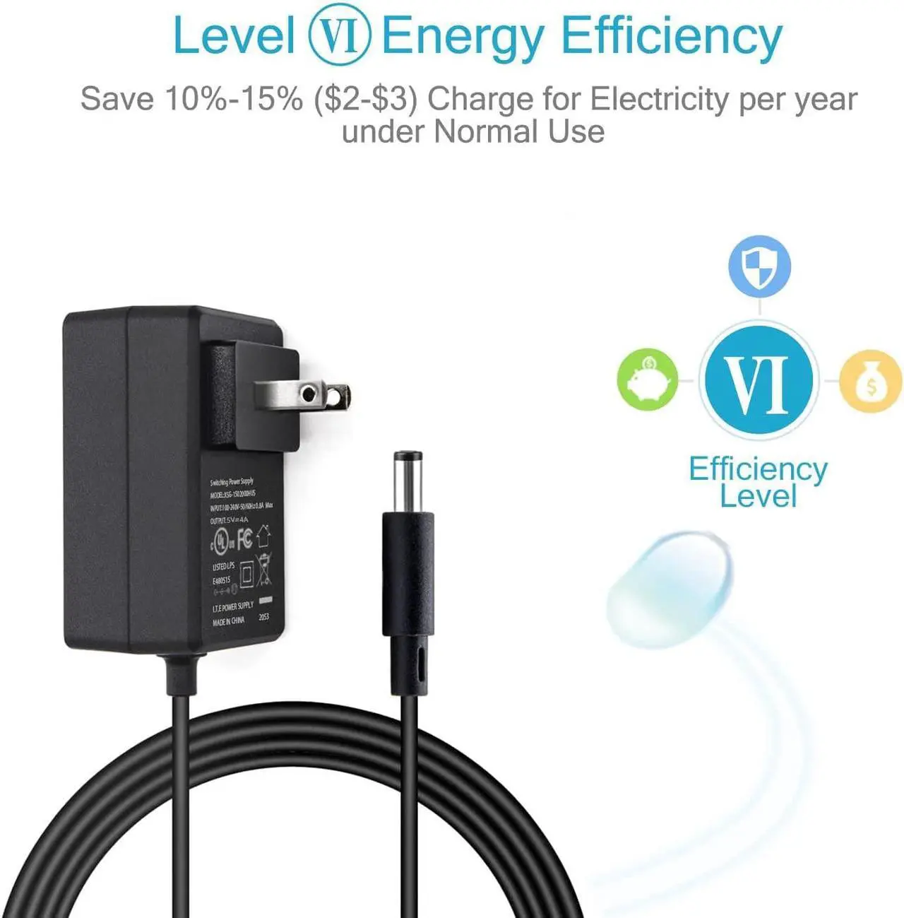 Alt view image 3 of 7 - UL Listed GOOKYO 5V 4A Power Supply 5VDC 4000mA Wall Charger Multi Tip Switching Replacement AC Adapter Fit for Jetson Nano,Atomic Pi,USB Hub,3D Printer,Pi 3/4 and More DC 5v Devices Power Supply - OEM