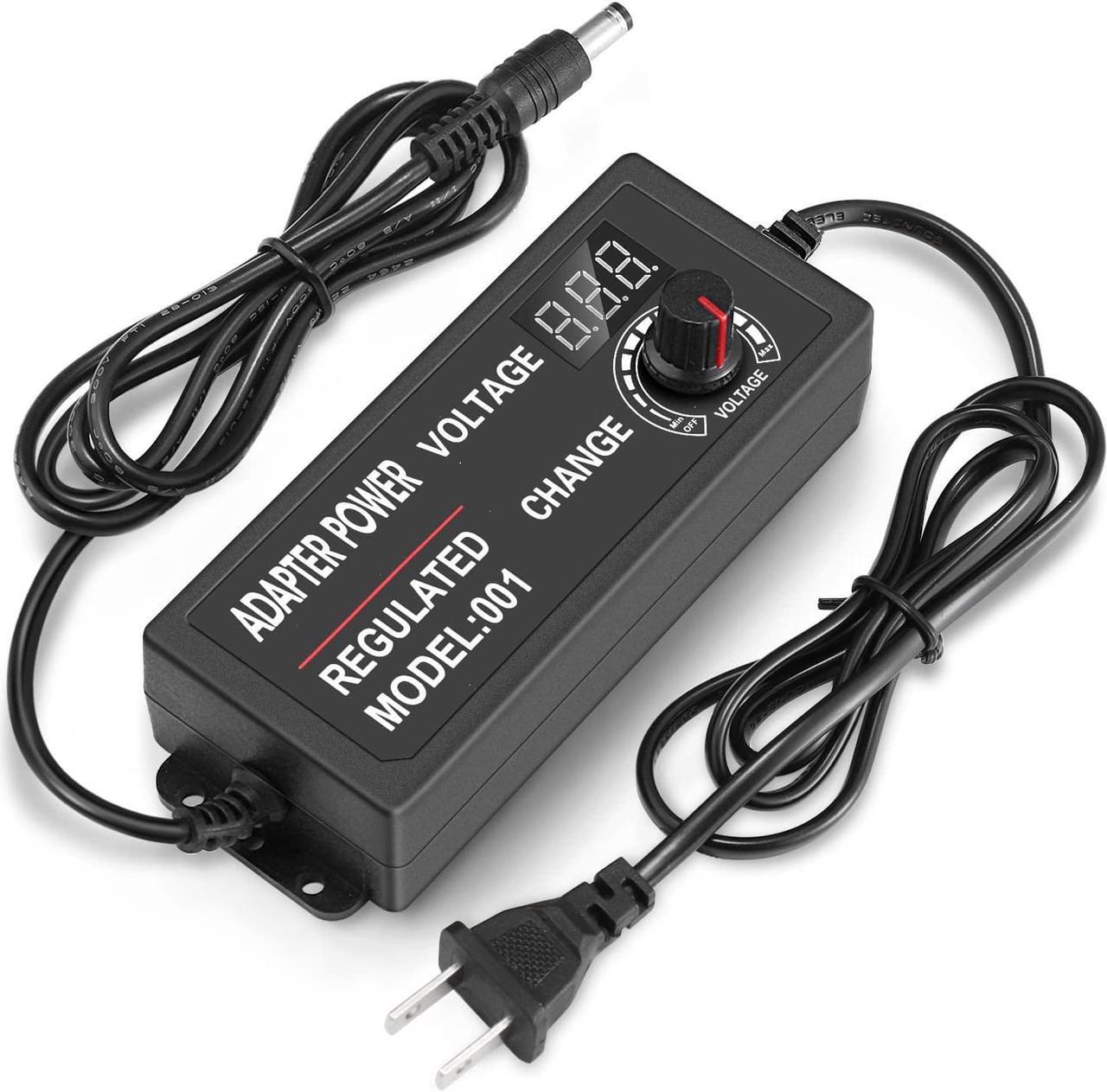 Main image of 3V-12V 5A 60W Adjustable Power Supply with LED Display, Variable DC 3V 5V 6V 9V 12V Universal AC/DC Adapter, 100V-240V AC to DC 3-12V Switching Power Converter Multi-Voltage Regulated Adaptor - OEM