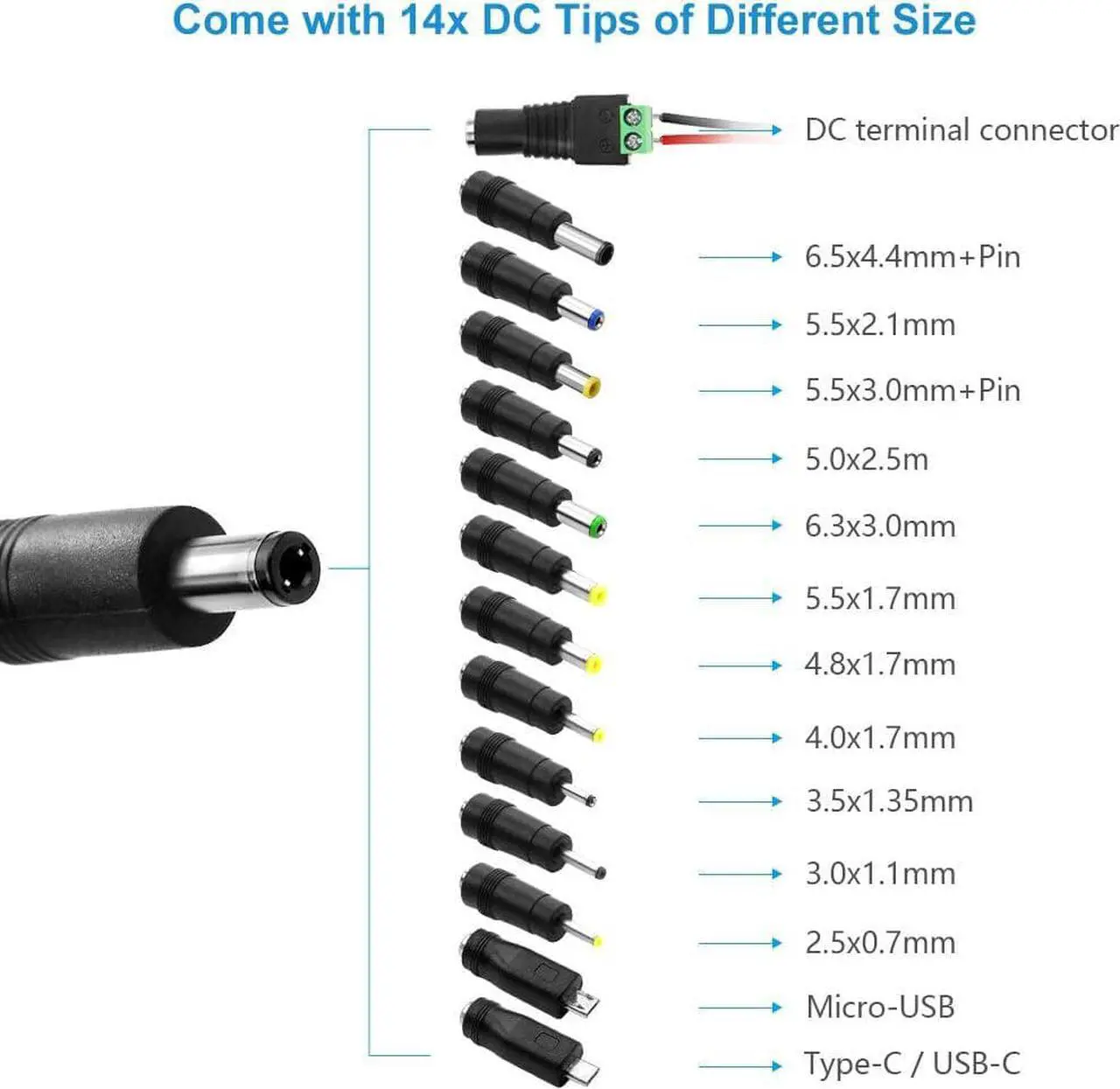 Alt view image 5 of 7 - 60W Universal Power Supply DC 3V 4V 4.5V 5V 6V 7V 7.5V 8V 9V 10V 11V 12V Adjustable Variable Power Adapter 100V-240V AC to DC Converter 1A 2A 2.5A 3A 4A 5A with 14 Tips & Polarity Converter - OEM