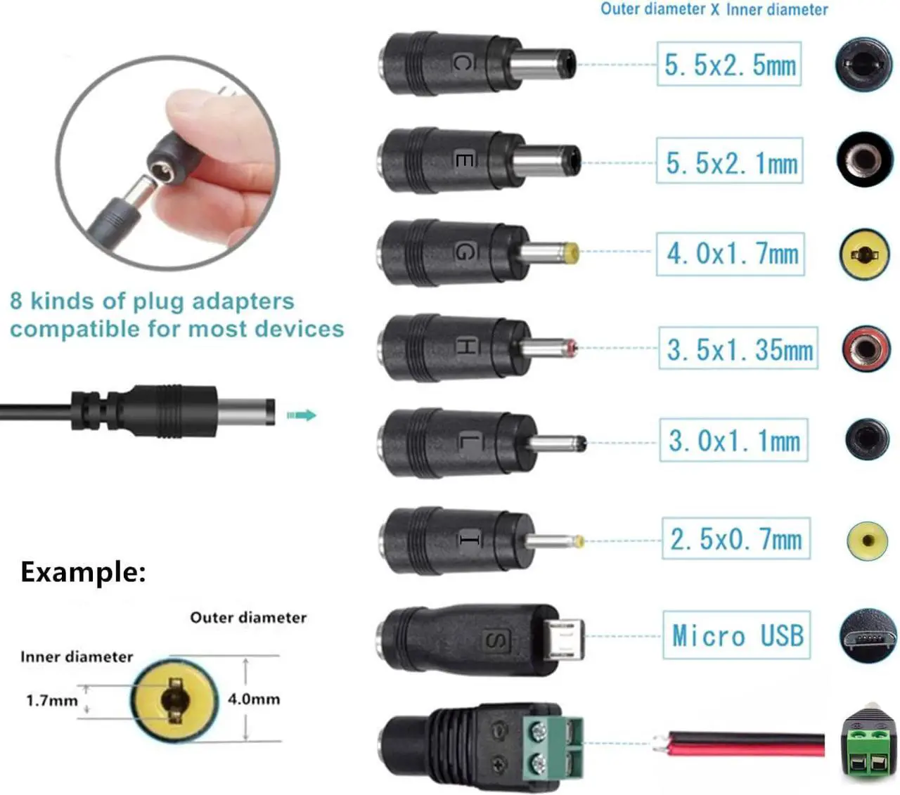 Alt view image 3 of 7 - AC Adapter 9V 2A Power Supply AC110V to DC9V 2000mA 1500mA 1000mA 500mA Power Driver 8 DC Plug Tips 9 Volt Converter Inverter Charger Transformer ac dc Adapter - OEM