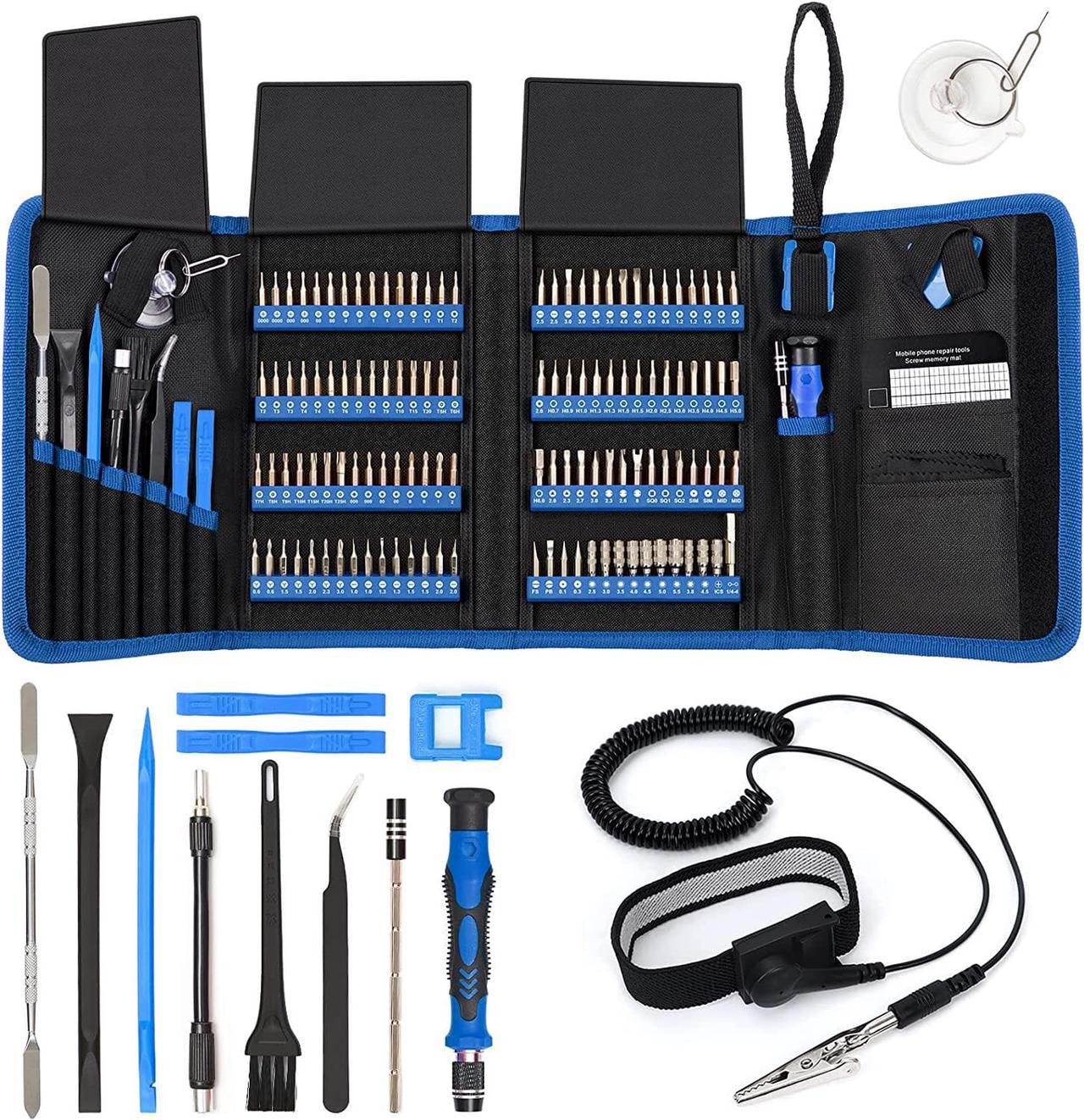 Precision Screwdriver Set 142-Piece + Anti Static Wrist Strap Bundle, Electronics Repair Toolkit for iPhone, MacBook, Computer, Laptop, PC, Tablet, PS4, Xbox, Nintendo, Game Console