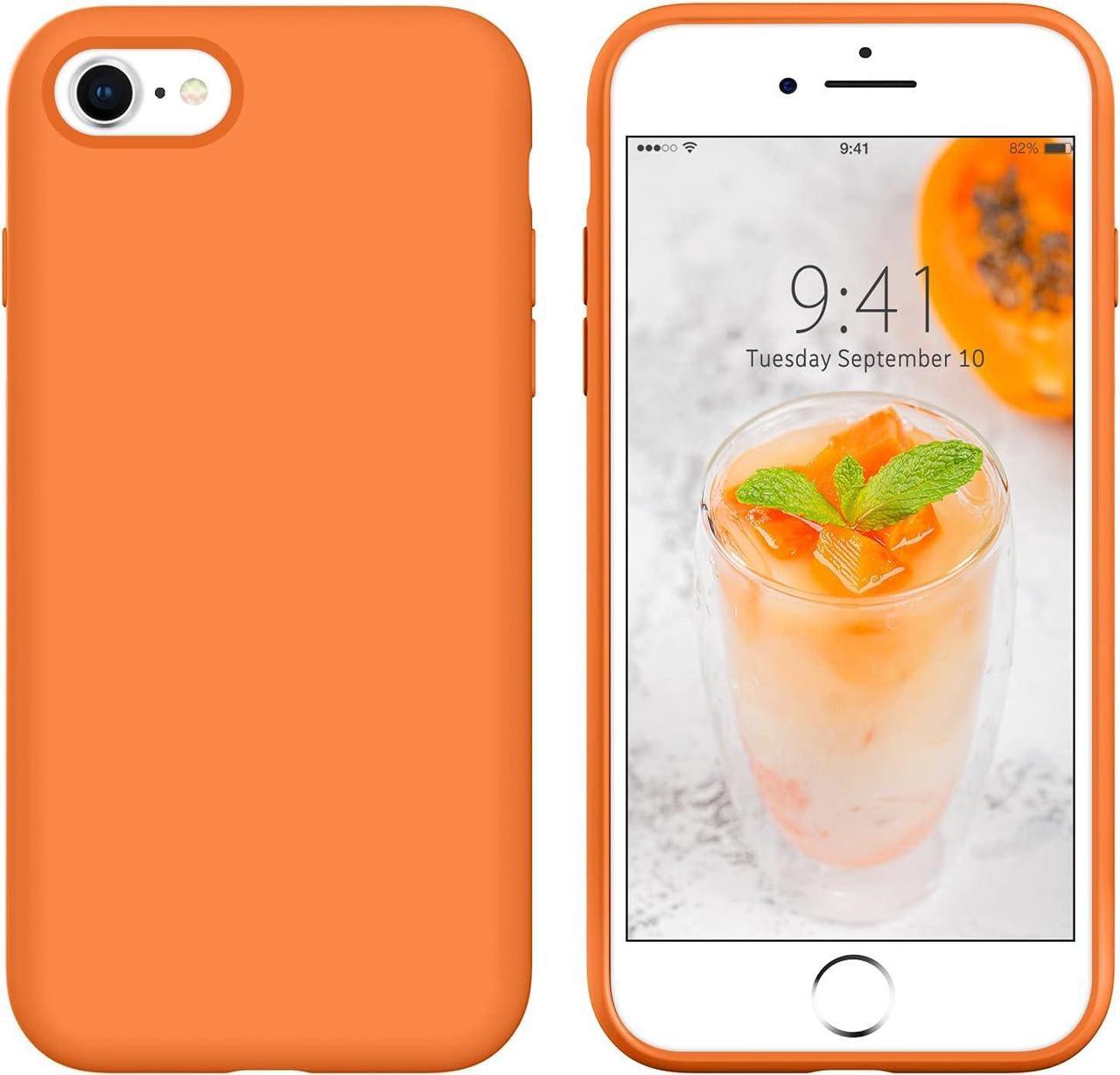 iPhone SE 2022 Case,iPhone SE 2020 Case,iPhone 8 Case iPhone 7 Case Slim Liquid Silicone Cover Shockproof Protective Phone Case for iPhone SE 3rd/2nd Gen/8/7 4.7",Fruity Orange