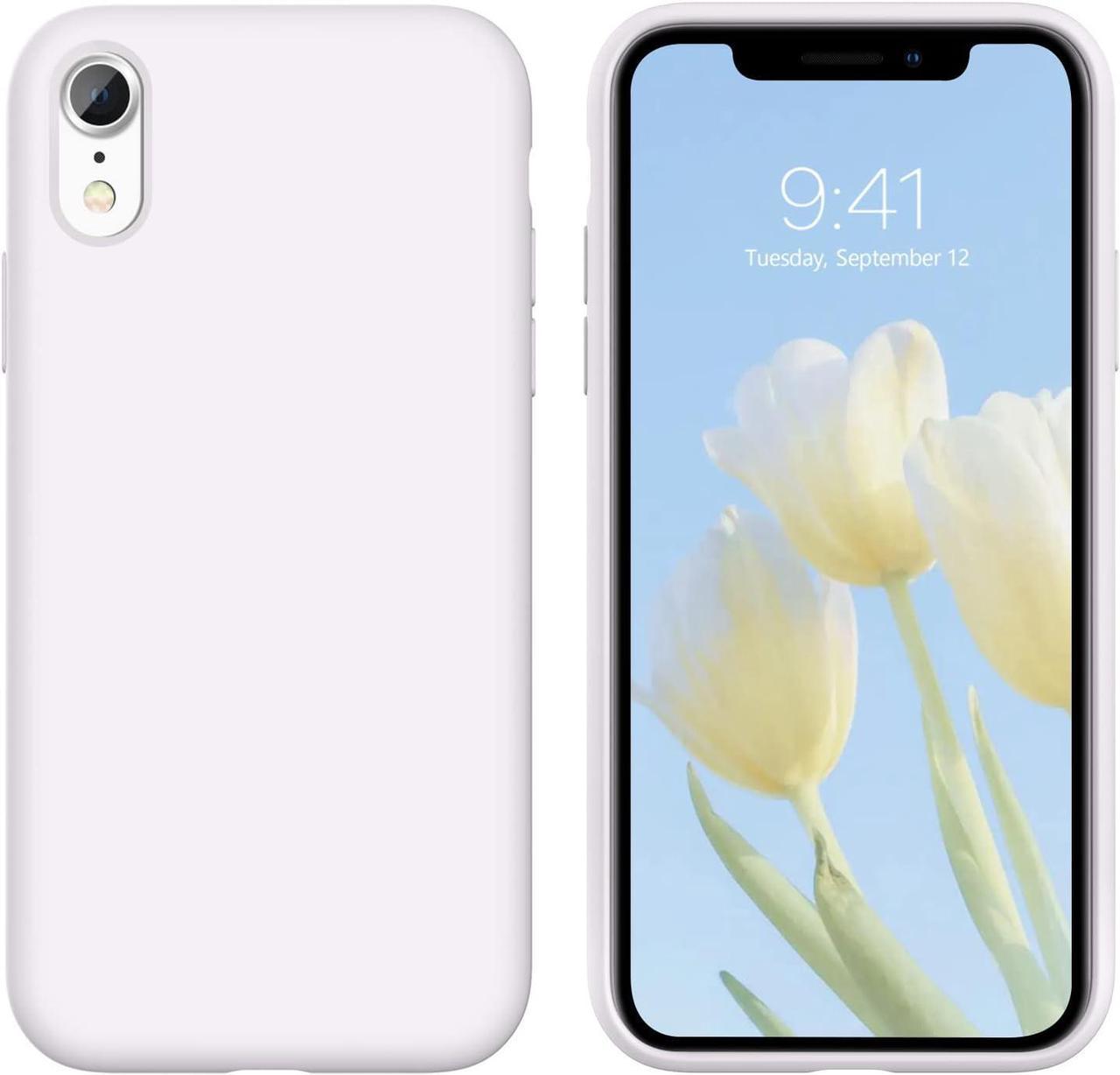 Case for iPhone XR, Women Girls Slim Liquid Silicone Non Slip Soft Rubber Girly Thin Shockproof Protective Phone Cases Cover for Apple iPhone XR 6.1 inch (2018), White