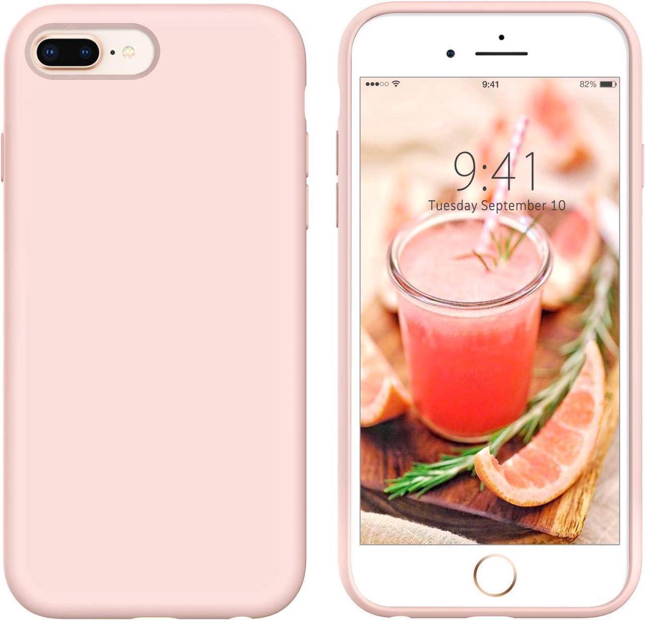 Case for iPhone 8 Plus, iPhone 7 Plus, Slim Silicone Non Slip Grip Soft Rubber Bumper Hybrid Hard Back Cover Protective Shockproof Girly Phone Case for iPhone 8+/ iPhone 7+ 5.5", Pink Sand