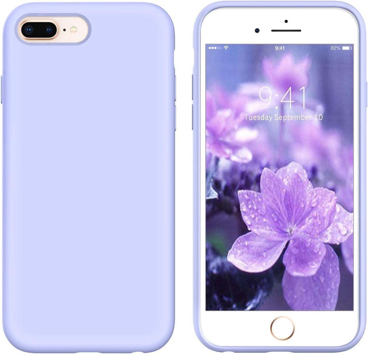 Case for iPhone 8 Plus, iPhone 7 Plus Slim Silicone Non Slip Grip Soft Rubber Bumper Hybrid Hard Back Cover Protective Shockproof Girly Phone Case for iPhone 8+/iPhone 7+ 5.5", Lavender Purple