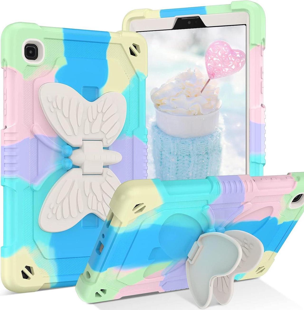 Samsung Galaxy Tab A7 Lite Case 8.7 inch with stand Butterfly Kickstand Silicone Kid Girls Boys Women Shockproof Protective Tablet Cover for Samsung Tab A7 Lite SM-T225/T220/T227,Colorful Green