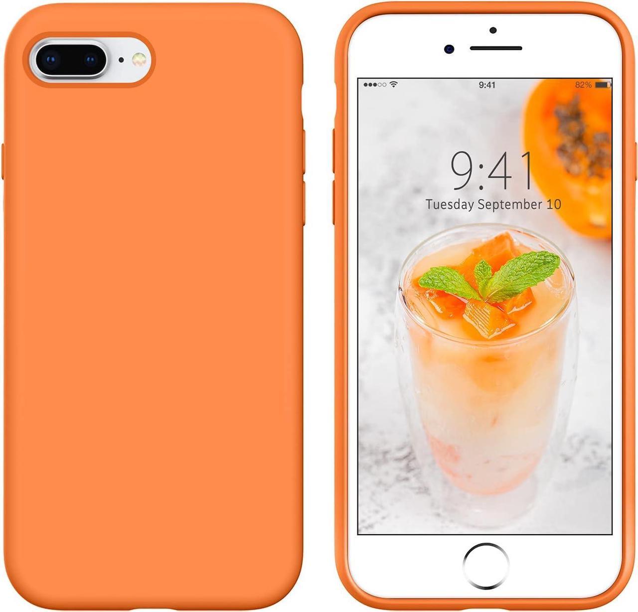 Case for iPhone 8 Plus, iPhone 7 Plus, Slim Silicone Non Slip Grip Soft Rubber Bumper Hybrid Hard Back Cover Protective Shockproof Girly Phone Case for iPhone 8+/ iPhone 7+ 5.5", Orange