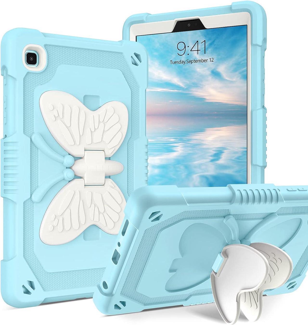 Samsung Galaxy Tab A7 Lite Case,Galaxy Tab A7 Lite Case 8.7 inch with Butterfly Wings Kickstand Kids Girls Shockproof Protective Tablet Cover for Samsung Tab A7 Lite 8.7" SM-T225/T220/T227,Blue