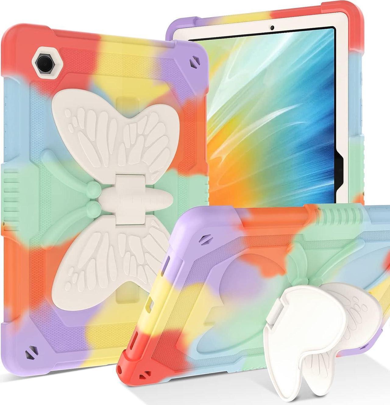 for Galaxy Tab A8 10.5 Case with Butterfly Wings Kickstand Kids Girls Hard Shockproof Protective Smart Tablet Cover for Samsung Galaxy Tab A8 10.5 Inch 2022 [SM-X200/X205/X207],Colorful Red