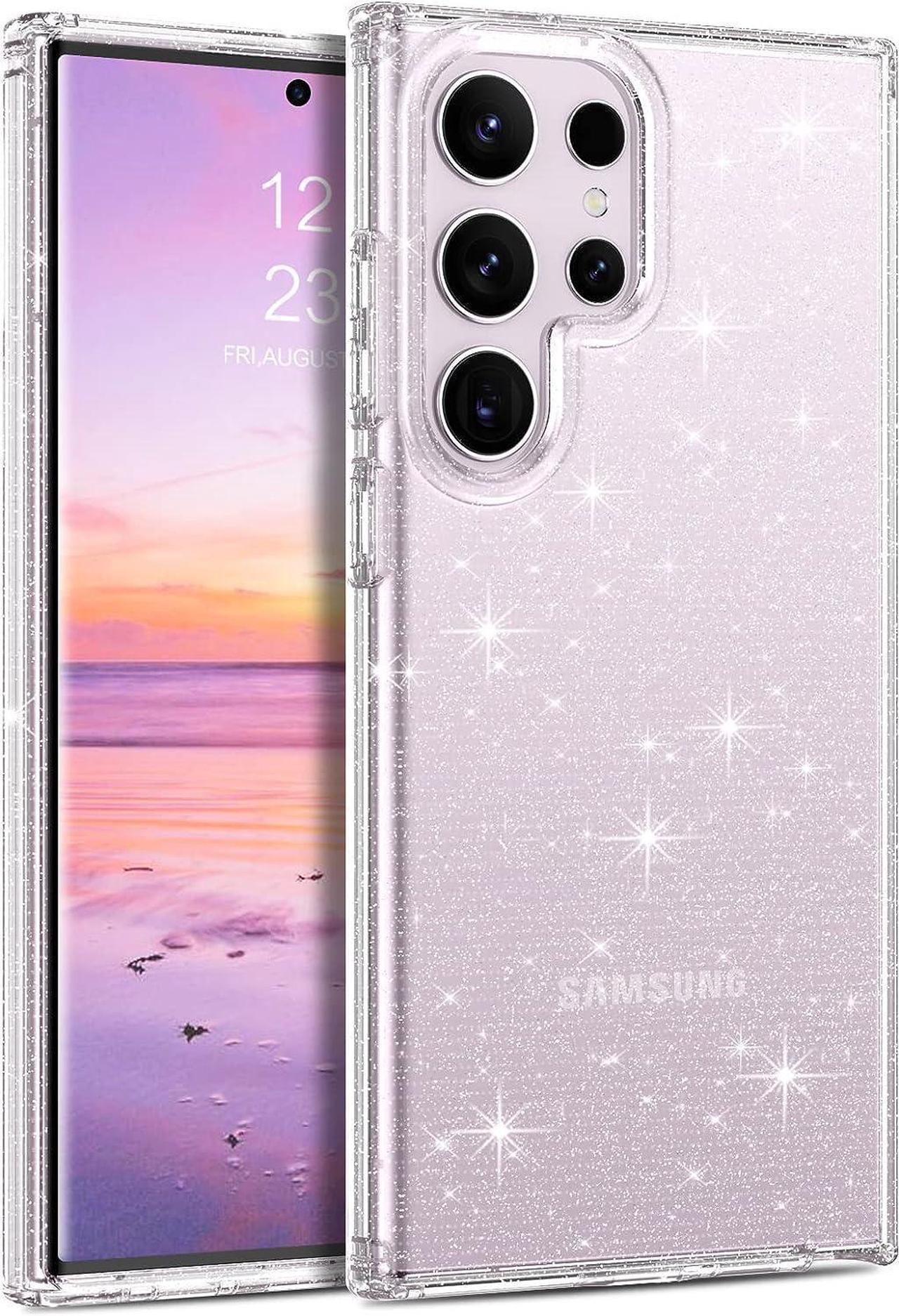 Design for Samsung Galaxy S23 Ultra Case Clear Glitter Transparent Crystal Bling Sparkle Slim Women Girls Soft TPU Rubber Drop-Resistant Protective Phone Cover for S23 Ultra 5G 6.8 Inch, Clear