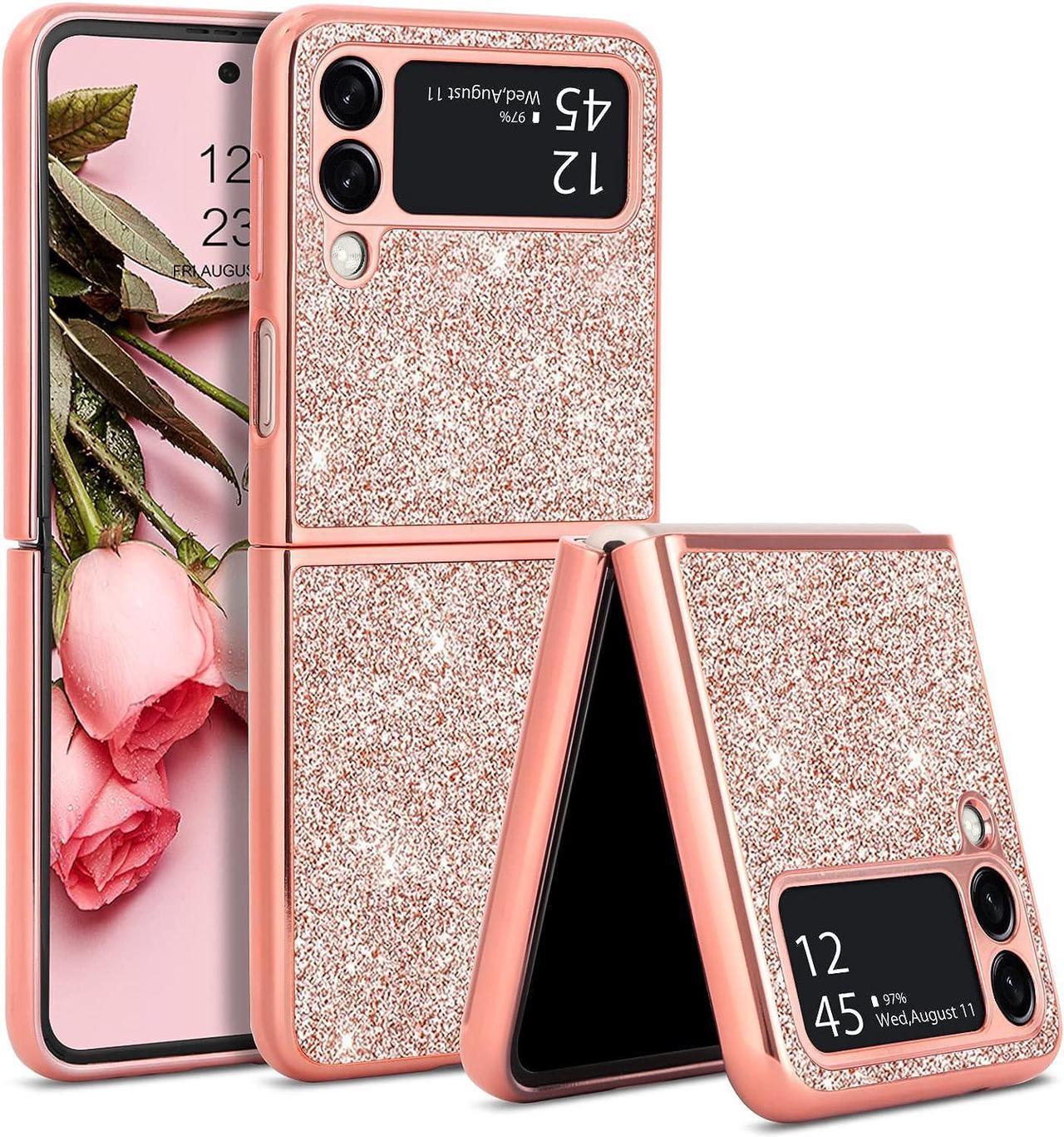 Samsung Galaxy Z Flip 3 5G Case,Galaxy Z Flip3 5G Case Glitter Bling Slim Sparkle Women Girls Soft Shockproof Protective Phone Cases Cover for Samsung Galaxy Z Flip3 5G 6.7" 2021,Rose Gold/Pink