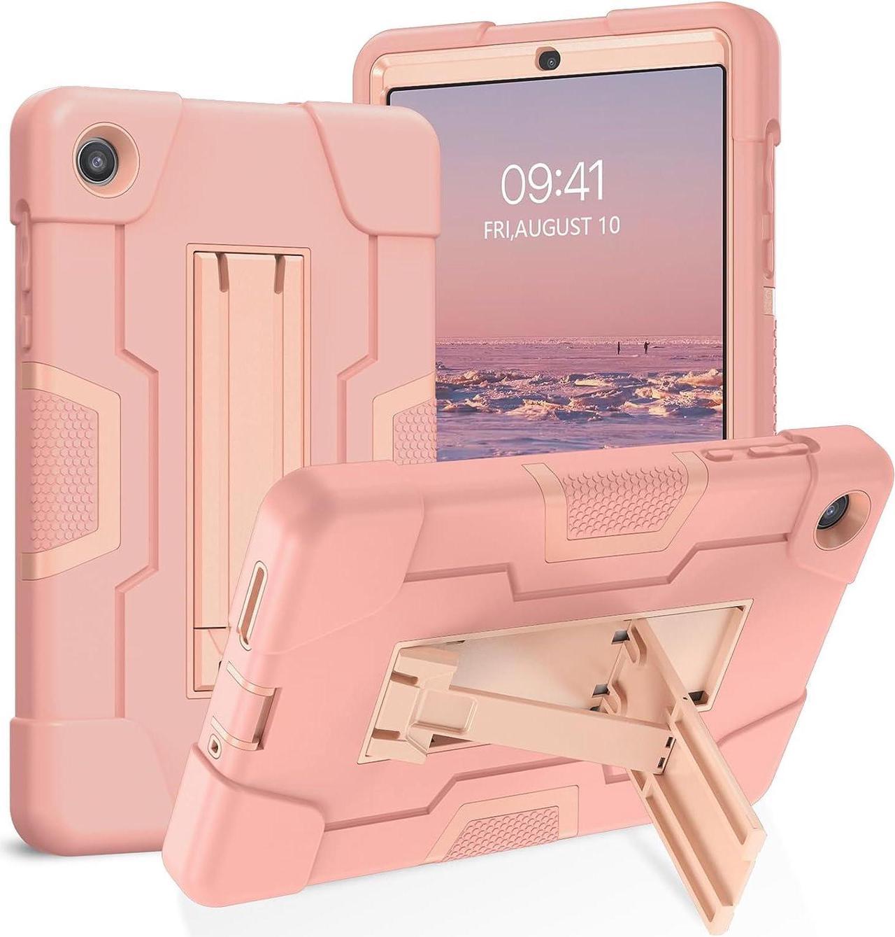 Design for Lenovo Tab M8 4th Gen Case 8 Inch 2023 (TB-300FU/TB-300XU) Slim Hard Back Shell Heavy Duty Rugged Shockproof Protective Tablet Smart Cover Case with Kickstand, Rose Gold/Pink