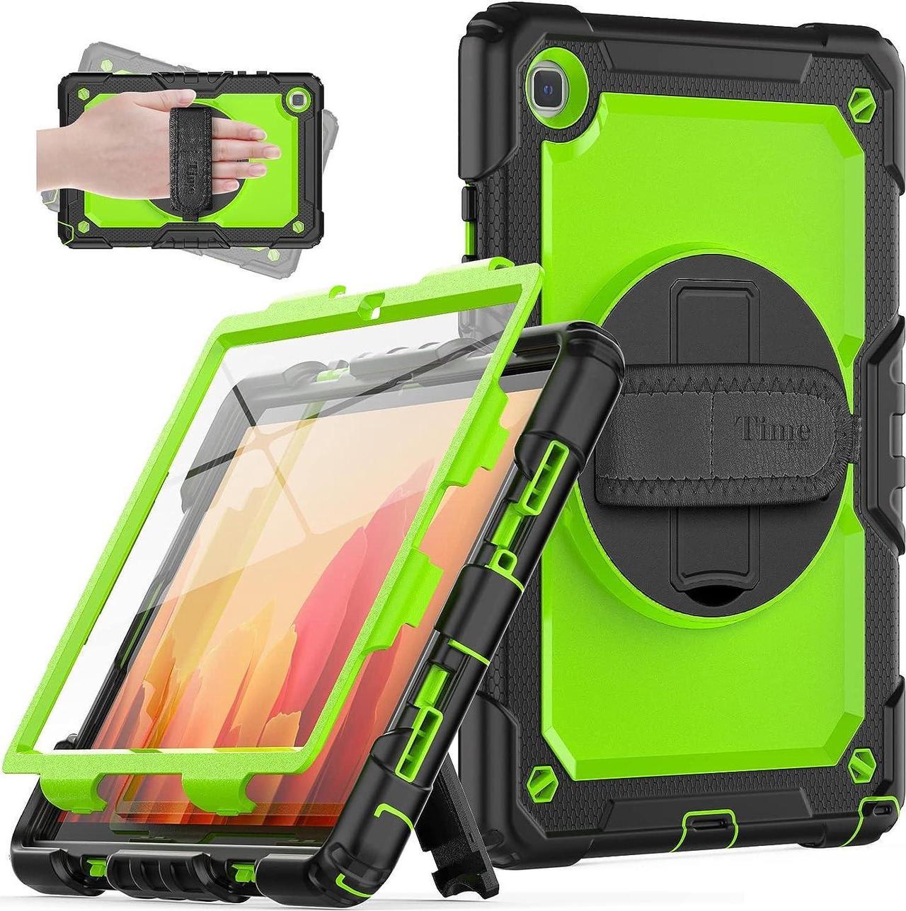 Case for Samsung Galaxy Tab A7 (10.4 Inch) 2020, SM-T500/ T505/ T507 Case, Durable Sturdy Case with Screen Protector Swivel Stand Hand Shoulder Strap Drop-Proof Galaxy Tablet A7 Case - Green