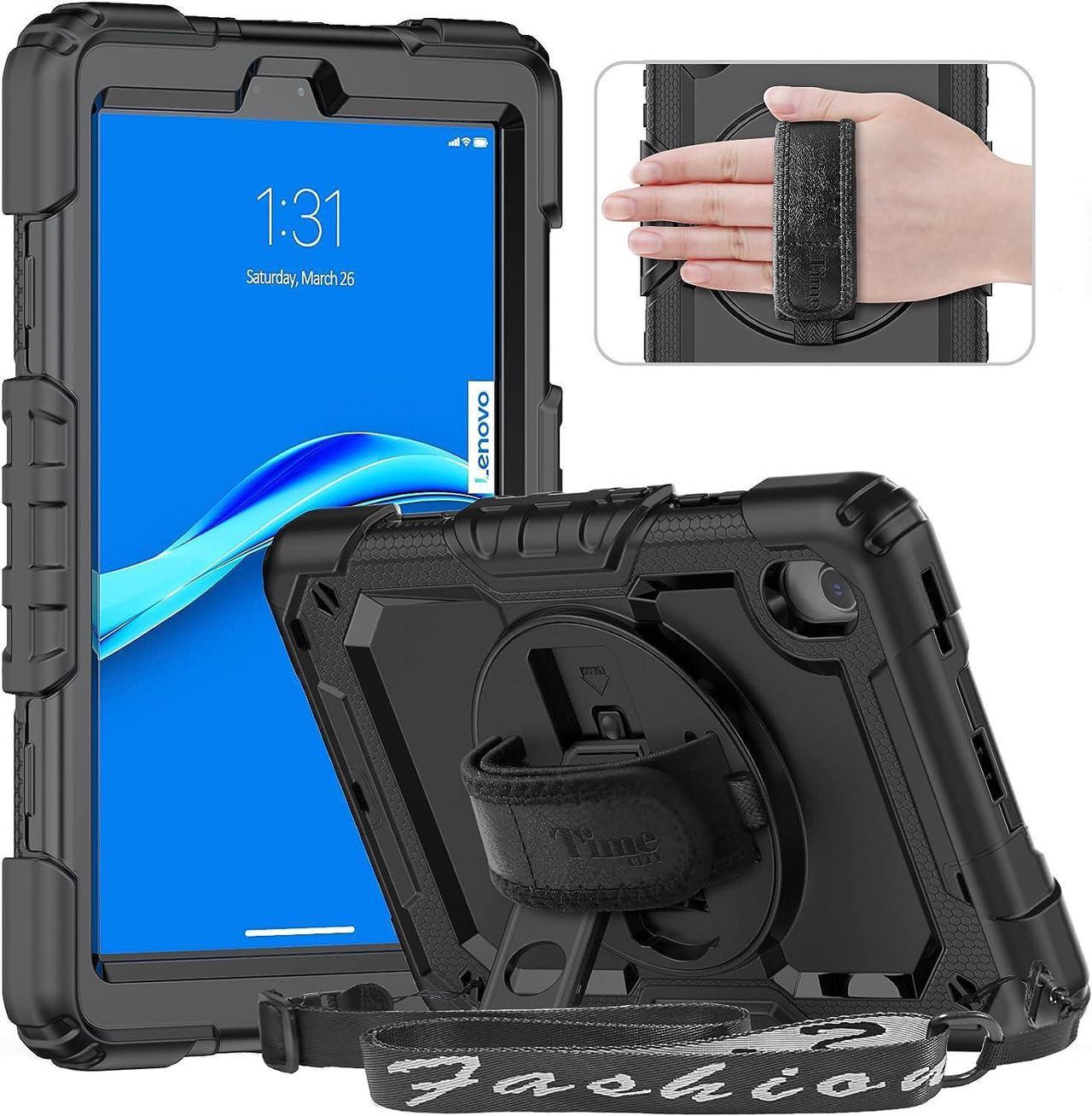 Case for Lenovo Tab M8 (Lenovo TB-8505f Case, Lenovo Tablet M8 3rd/ 2nd Case, FHD/HD LTE 8 inch): with Strong Protection, Screen Protector, Hand Strap, Shoulder Strap, Rotating Stand - Black