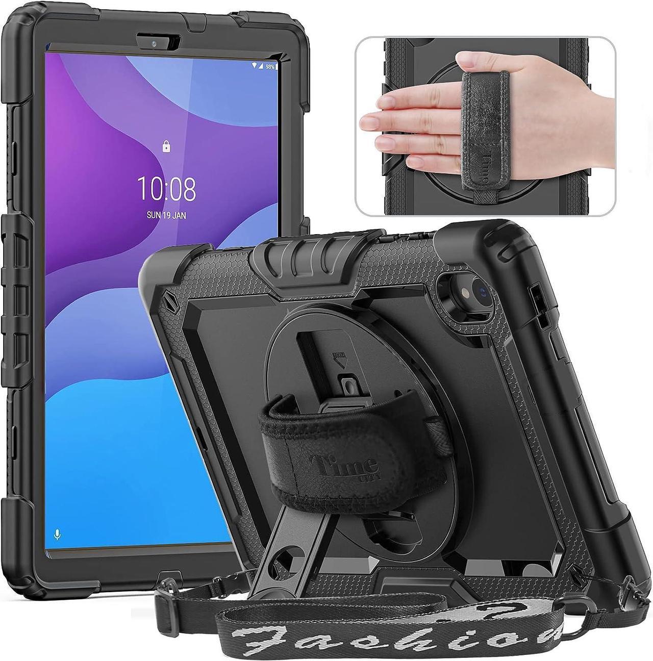 Case for Lenovo Tab M10 HD, LenovoTB-X306F 2020 Release 10.1 inch 2nd Gen Tablet: with Strong Protection, Screen Protector, Hand Strap, Shoulder Strap, Rotating Stand, Stylus Holder - Black