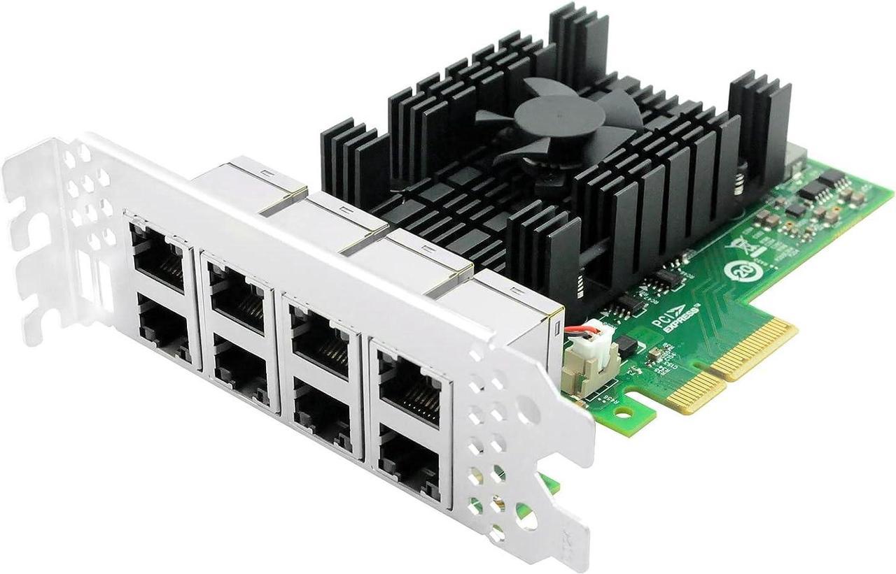 Gigabit Network Card with Intel I350 Chip,10/100/1000Mbps Eight-Ports PCI Express Ethernet Adapter Support Windows XP,Windows Server,Ubuntu, VMwareESX,Centos, Freebsd,Linux