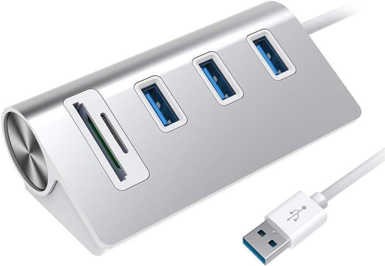 USB 3.0 Docking Station, Portable Aluminum Hub with 3 USB Ports and SD&TF Card Adapter for iMac, MacBook Air, MacBook Pro, MacBook, Mac Mini, PCs and Laptops, Multi-in-1 Superspeed Combo Hub Dock