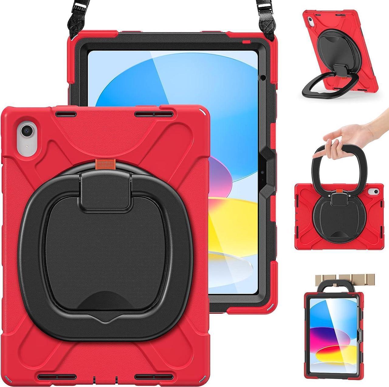 Galaxy Tab S6 Case,[with S Pen Holder] Three Layers Heavy Duty Shockproof Protective Case with Hand Strap,Shoulder Strap,360 Kickstand for Galaxy Tab S6 10.5 Inch 2019(SM-T860/T865/T867)-Red