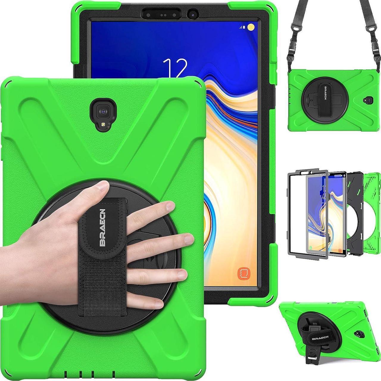 Samsung Galaxy Tab S4 Tablet Case with Rotating Handle and Shoulder Strap,  Shock-Absorption Full Body Protection Rugged Cover Case for Samsung Tab S4 10.5 Inch 2018 Model T837/T835/T830 (Green)