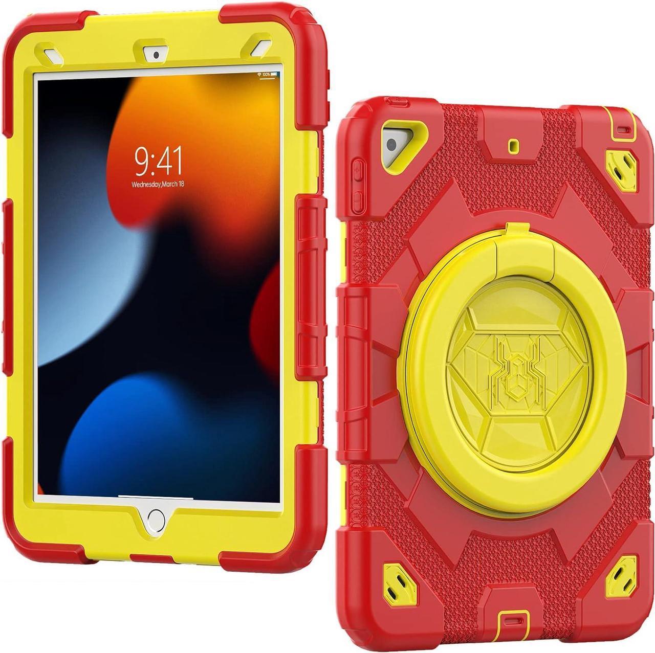 Case for iPad Pro (2017) and iPad Air 3 (3rd Gen) 10.5 inch; Rotatable Kickstand Bracelet Protective Cover (Red Yellow)