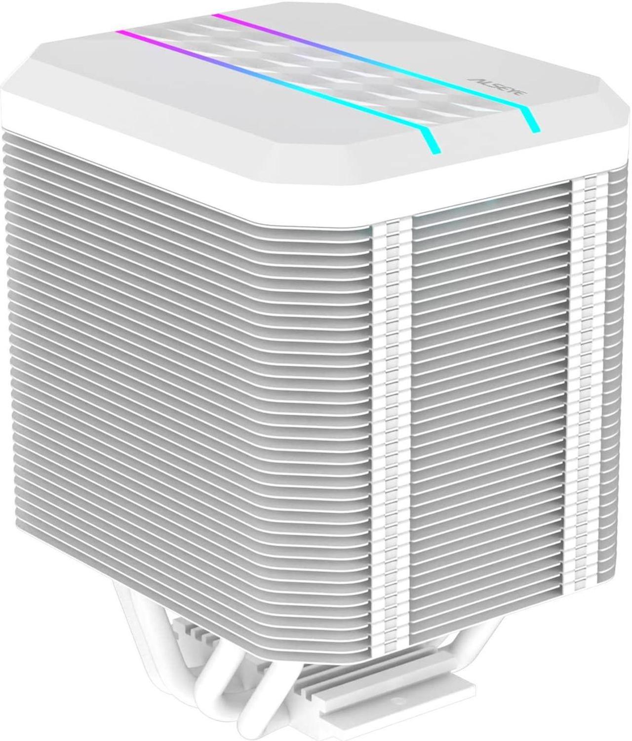 ALSEYE M90 CPU Cooler, Hidden Fan Designed Dual Tower Air-Cooled CPU Cooler with ARGB Light Effect Cover Compatible with Both Intel and AMD Platform, LGA1700 Supported (M90 White)