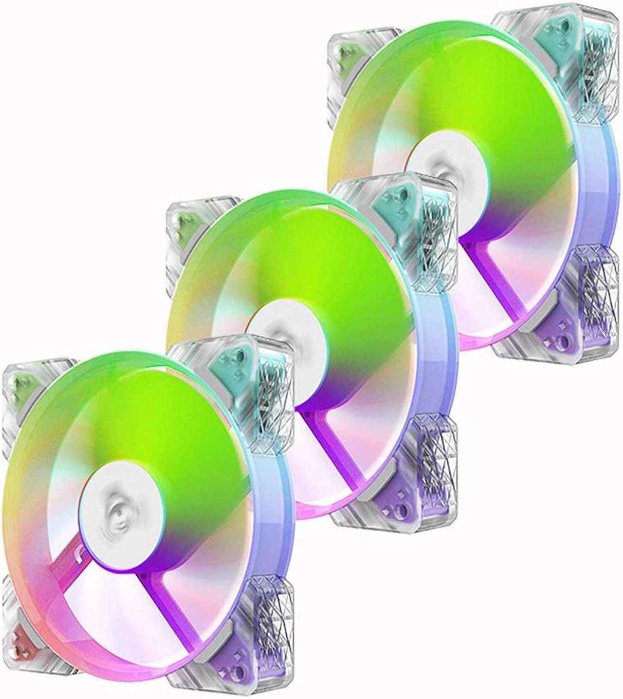 ALSEYE N12 Case Fan, 3 Pack 120mm ARGB & PWM PC Case Cooling Fans with Controller, Ultra Quiet High Airflow Half-Transparent White Computer Case Fan