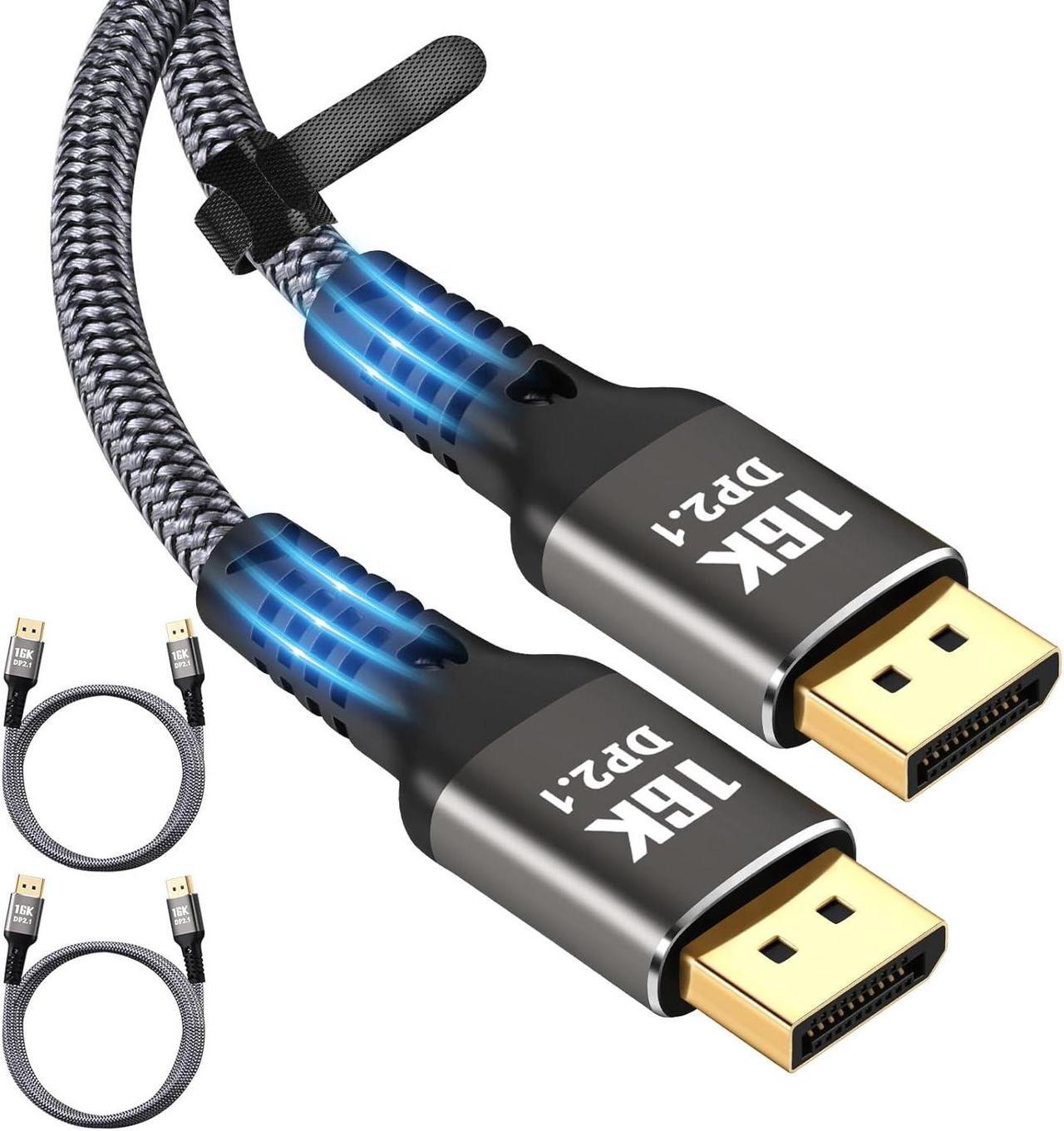 16K Displayport Cable 2.1 3FT/2Pack, 80Gbps Display Port to Display Port Cable, 4K@240Hz 144Hz Monitor Cord, DP to DP Vedio Cable, HDR,HDCP,DSC 1.2a,Compatible HDTVs,Displays,Graphics,PC, etc.