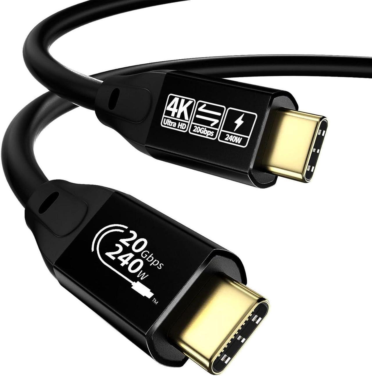 CABLEDECONN USB C to USB C Cable 240W 20Gbps 6.6ft, USB C 3.2 Gen 2x2 Cable, 4K@60Hz Video Cable, Male to Male Type C Cable for Notebooks, Arzopa, Galaxy, USB C for Portable Monitor