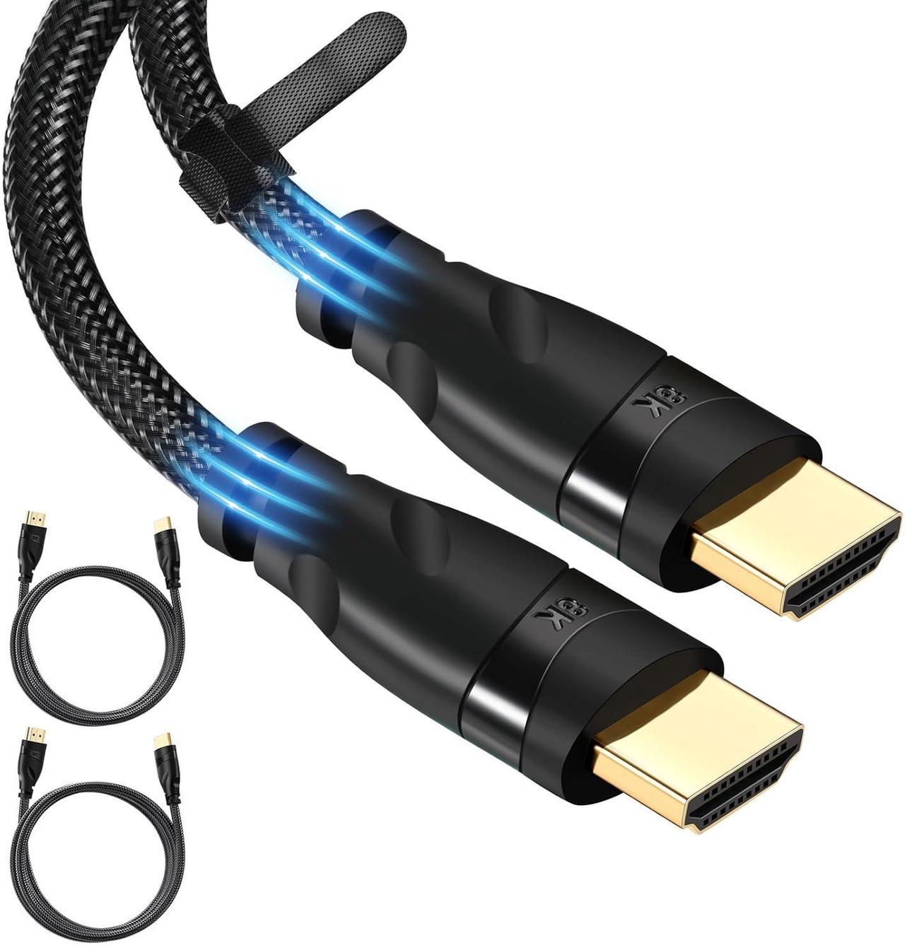 CABLEDECONN 8K HDMI 2.1 Cable 3ft/2pack, Ultra 48Gbps High Speed 4K@120Hz 8K@60Hz, Braided HDMI Cord Dynamic HDR, DTS:X, 2K, 3D, eARC Compatible Dual Monitor, PS5, PS4,Fire TV