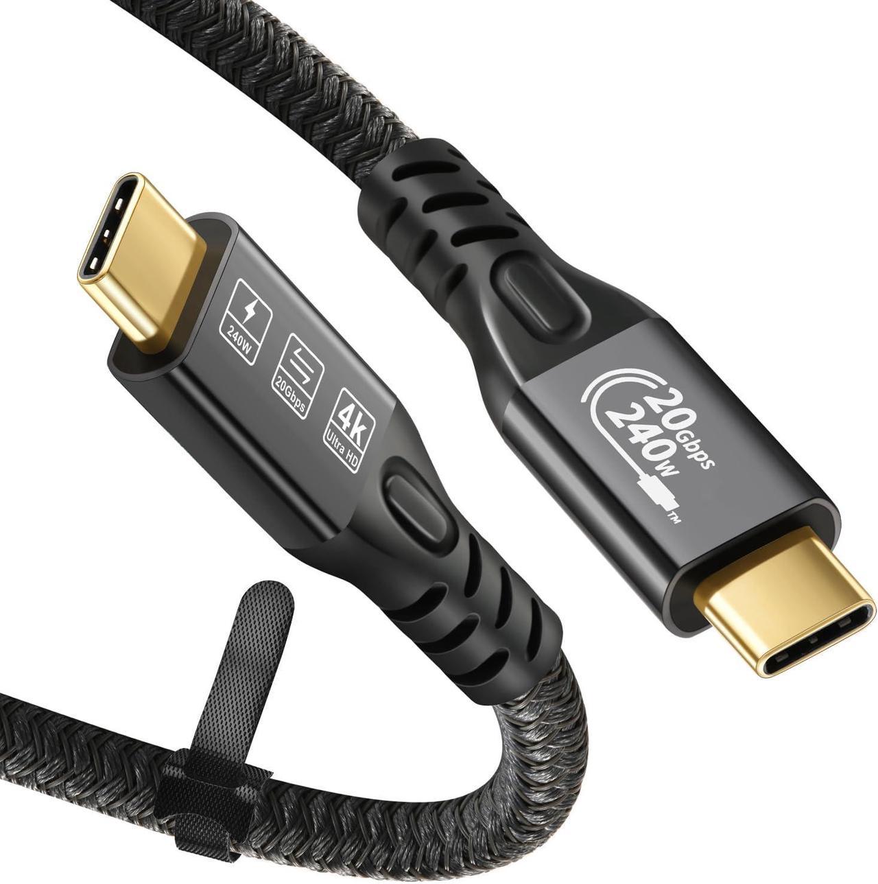 CABLEDECONN USB C to USB C Cable 240W 20Gbps 3ft, USB C 3.2 Gen 2x2 Cable, 4K@60Hz Video Cable, Male to Male Type C Cable for MBook Pro, Arzopa, Galaxy, USB C for Portable Monitor